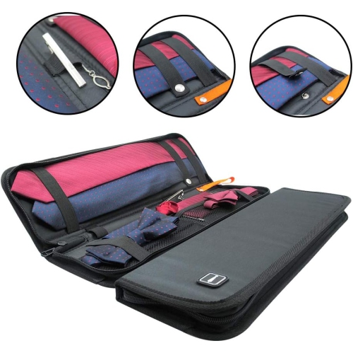 2 Pack Men’s Travel Tie Case Holder, Portable Storage Box for Cufflinks Necktie Tie Clips, Gift for Men