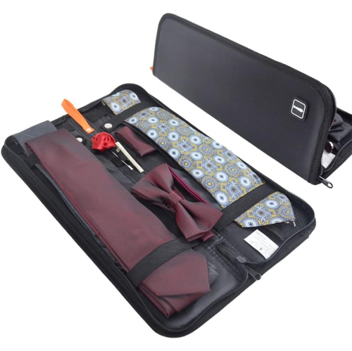 2 Pack Men’s Travel Tie Case Holder, Portable Storage Box for Cufflinks Necktie Tie Clips, Gift for Men