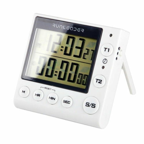 Digital LCD 2-Channel Count Up/Down Kitchen Timer with Clock, LED Alert, Adjustable Volume, for Cooking, Baking, Frying, Stewing, Toasting