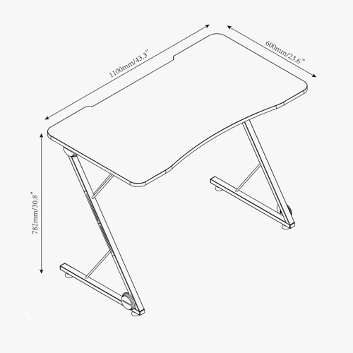 Bureau d’ordinateur/de jeu GD-43x de Boost Industries avec tapis de souris en prime