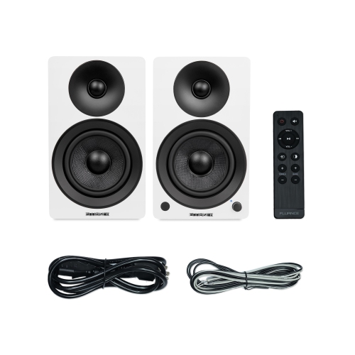 Fluance Ai41 Powered 5" Stereo Bookshelf Speakers, DB10 10" Powered Subwoofer, 15ft RCA Subwoofer Cable