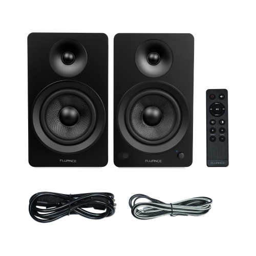 Fluance Ai61 Powered 6.5" Stereo Bookshelf Speakers, DB10 10" Powered Subwoofer, 15ft RCA Subwoofer Cable