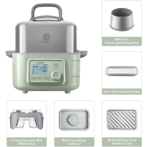 BUYDEEM G563 5-Quart Electric Food Steamer for Cooking - Cozy Greenish