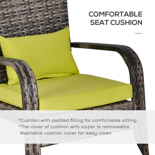 Outsunny Patio Wicker Adirondack Chair, Outdoor PE Rattan Fire Pit Chair, Muskoka Chair w/ Soft Cushions, Tall Curved Backrest and Comfortable