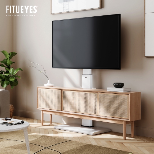 FITUEYES White Floor TV Stand for 32 - 65 inch TV Screen with Swivel Mount Bracket, Metal Base Hold up to 88 lbs, Height Adjustable and Cable