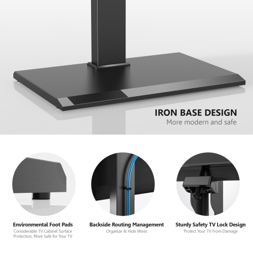 FITUEYES Iron Base Swivel Floor TV Stand with Bracket Mount Space Saving for TVs Up to 65 inch LCD LED OLED Plasma Flat Panel or Curved Screen Height
