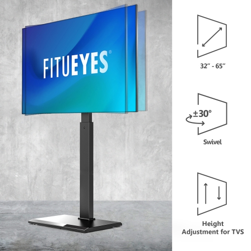 FITUEYES Iron Base Swivel Floor TV Stand with Bracket Mount Space Saving for TVs Up to 65 inch LCD LED OLED Plasma Flat Panel or Curved Screen Height