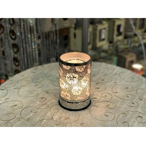 Touch Sensor Lamp – Silver Flower w/Scented Oil Holder 20W -J1310