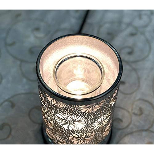 Touch Sensor Lamp – Silver Flower w/Scented Oil Holder 20W -J1310