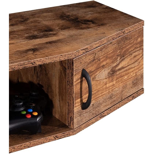 FITUEYES Floating TV Stands Entertainment Center Wall Mount Shelves Media Console Storage Shelf with Doors Rustic Brown