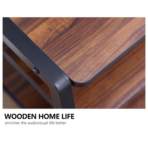 FITUEYES 3-Tier Floor TV Stand for 37-70 Inch TVs Entertainment Stand with Storage-Height Adjustable TV Console Stands with Golden Walnut Board &