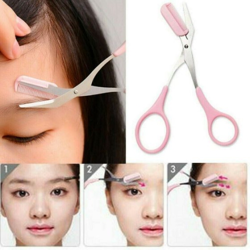 ISTAR Stainless Steel Eyebrow Shaping Cut Scissors Comb Hair Remover Beauty Tool Shaver Makeup Tools Hair Grooming Removal
