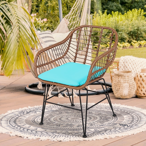Costway 3PCS Patio Rattan Bistro Set Coffee Table Armchair Garden w/Cushion