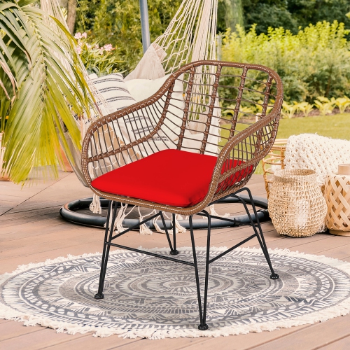 Costway 3PCS Patio Rattan Bistro Set Coffee Table Armchair Garden w/Cushion