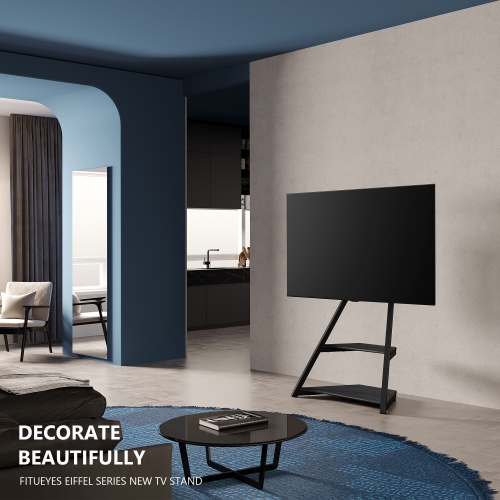 FITUEYES Art Floor TV Stand for 43-75 Inch TVs LCD/LED Screens Height Adjustable Universal TV Mount Stand with Wire Management, VESA 400x600mm