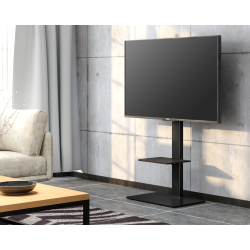 FITUEYES Floor Tall TV Stand for 32 to 65 inch Flat Curved Screen Television with 60 Degree Swivel Mount & 6 Level Height Adjustable up to 54.6" &
