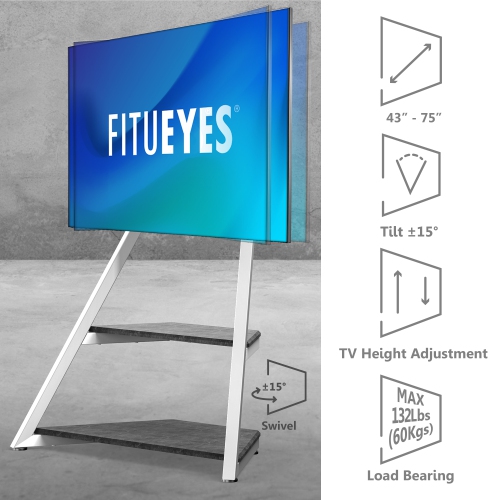 FITUEYES Universal Swivel Floor TV Stand for 32 to 75 Inch TVs for Modern Luxury Furniture Height Adjustable TV Mount Stand with Wire Management,