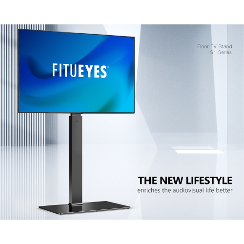 FITUEYES Floor Swivel 32 to 65 inch TV Stand with 60 Degree Swivel Mount & 6 Level Height Adjustable up to 54.6" & VESA 600x400 & Cable Management &