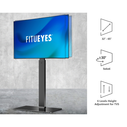 FITUEYES Floor Swivel 32 to 65 inch TV Stand with 60 Degree Swivel Mount & 6 Level Height Adjustable up to 54.6" & VESA 600x400 & Cable Management &
