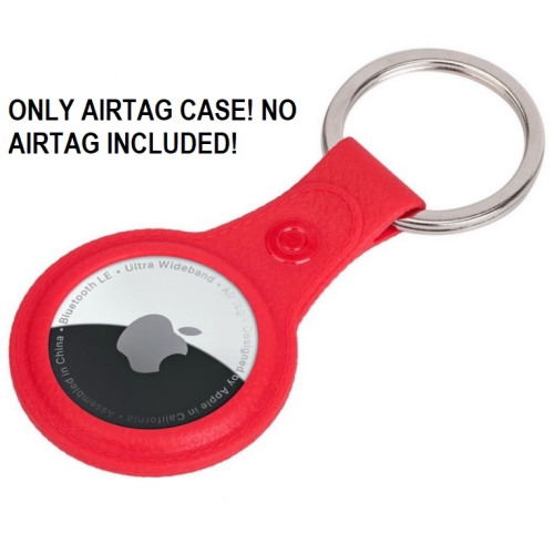 CC  Topsave Rubber Material Leather Design Airtag Key Ring Case In Red