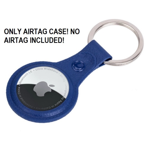 CC  Topsave Rubber Material Leather Design Airtag Key Ring Case In Navy Blue