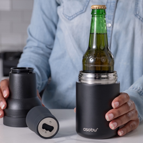Asobu Frosty Beer 2 Go Vacuum Insulated Double Walled Stainless Steel Beer Bottle and Can Cooler with Beer Opener