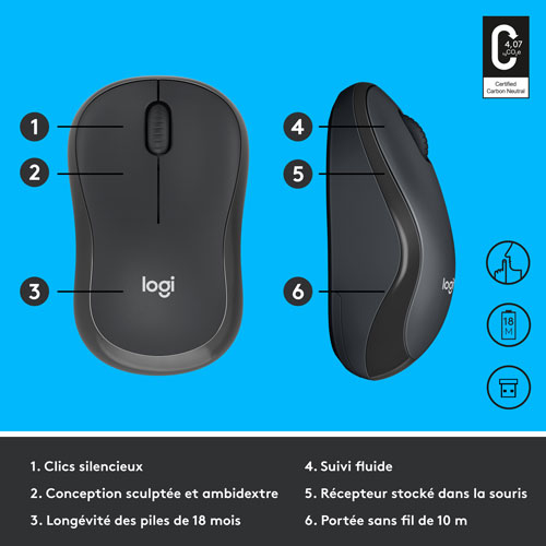 Logitech M220 Silent 1000 DPI Wireless Optical Mouse - Graphite