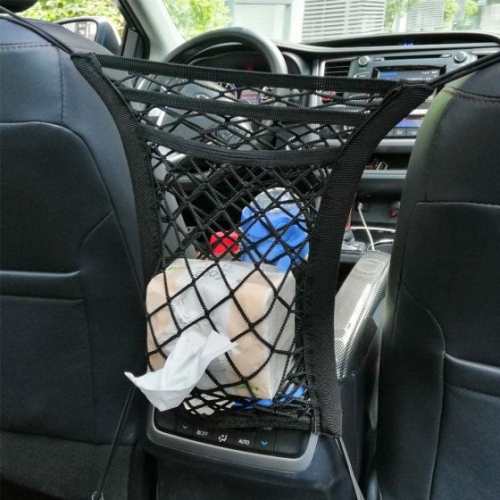 ISTAR Car Mesh Organizer 3-Layer Car Storage Organizer Seat Back Net Bag Driver Storage Netting Pouch