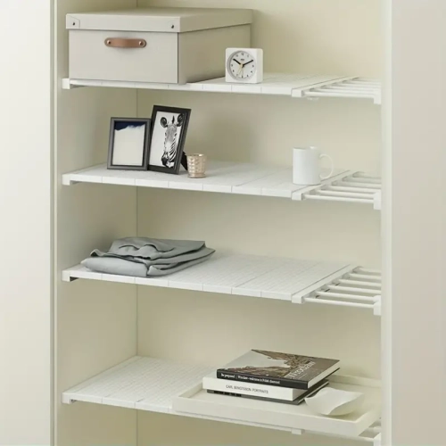 ISTAR Extendable Adjustable Storage Rack Shelf Separator Compartment for Kitchen Cupboard Refrigerator Wardrobe Bookcase Compartments Collecting