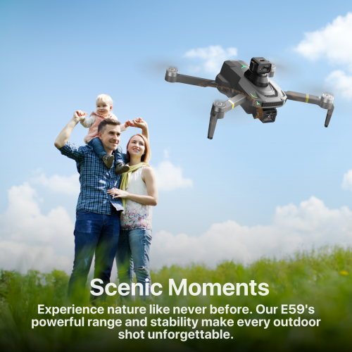 Le E59 Mark III Delta Black Superior Edition de Bigly Brothers, drone GPS, moins de 249 grammes, caméra 4K, retour à la maison à 1 touches, évitement