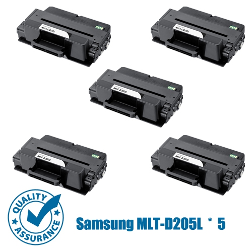 Printer Pro™ 5 Pack Samsung MLT-D205L Compatible Black Toner Cartridge-Samsung Printer ML-3300/3310/3710/3712/3312 SCX-4833/4835FD/5639FR/5739FW