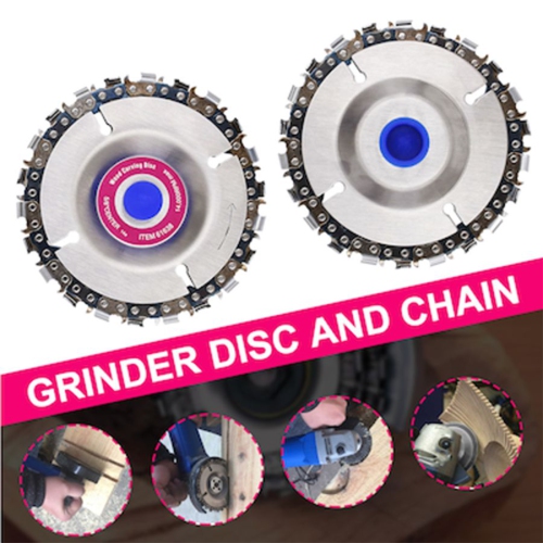 ISTAR 4 Inch Wood Carving Disc Woodworking Chain Plate Angle Grinding Chain Wheel Grinder Disc 22 Tooth Fine Carving Chainsaw Blade Set