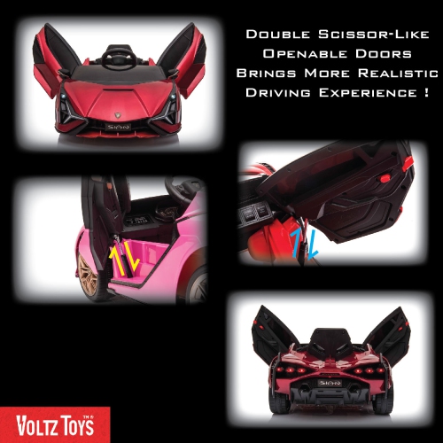 Voltz Toys 12V Ride On Car for Kids, Official Licensed Lamborghini SIAN, Battery Powered Electric Car with Remote Control, LED Lights and MP3 Player
