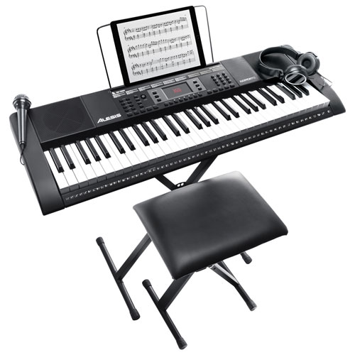 Clavier électrique de 61 touches Harmony MKII d'Alesis avec support, banc et écouteurs - Noir
