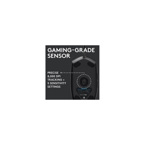 GAMING MOUSE Logitech G203 LIGHTSYNC 910-005790 Black 6 Buttons 1 x Wheel USB Wired 8000 dpi Gaming Mouse