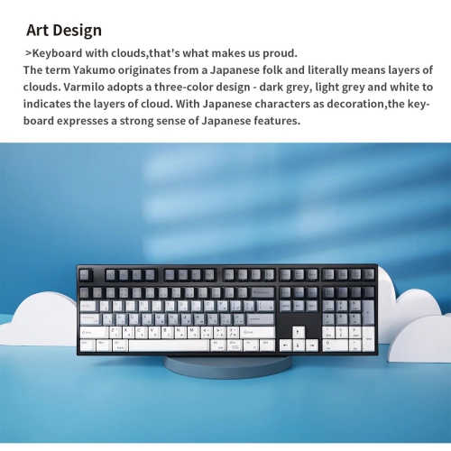 Varmilo Yakumo - Wired Mechanical Keyboard, White Backlit, EC Daisy Switch, PBT Keycaps, Full size Layout, Black