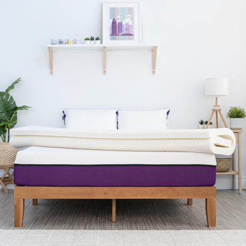 Surmatelas en mousse à mémoire de 2 po de Polysleep | mousse perméable à l'air antimicrobienne et hybride de qualité médicale pour un sommeil