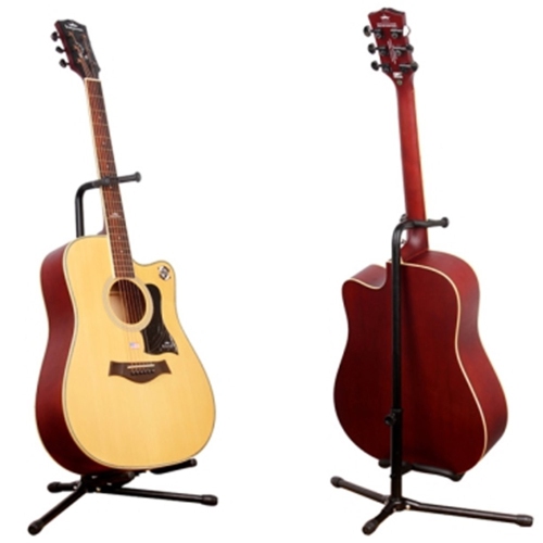 Support de guitare trépied pliable avec sangle de sécurité - Support pour guitare acoustique/électrique/classique, basse, noir