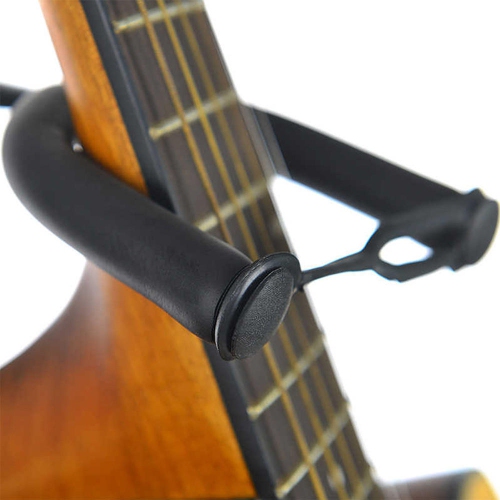 Support de guitare trépied pliable avec sangle de sécurité - Support pour guitare acoustique/électrique/classique, basse, noir
