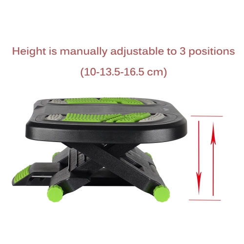 Ergonomic Task Angle and Height Adjustable Footrest (Tilt 0° ~ 30°) For working, Home Office Desk, Study Use- Moustache® - Green