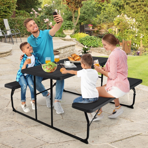 Costway Foldable Picnic Table Bench Set Outdoor Camping for Patio & Backyard