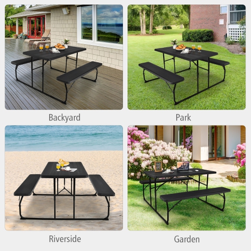 Costway Foldable Picnic Table Bench Set Outdoor Camping for Patio & Backyard
