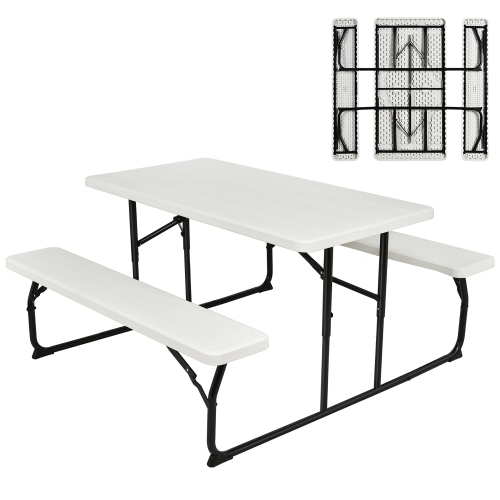 COSTWAY  Foldable Picnic Table Bench Set Outdoor Camping for Patio & Backyard