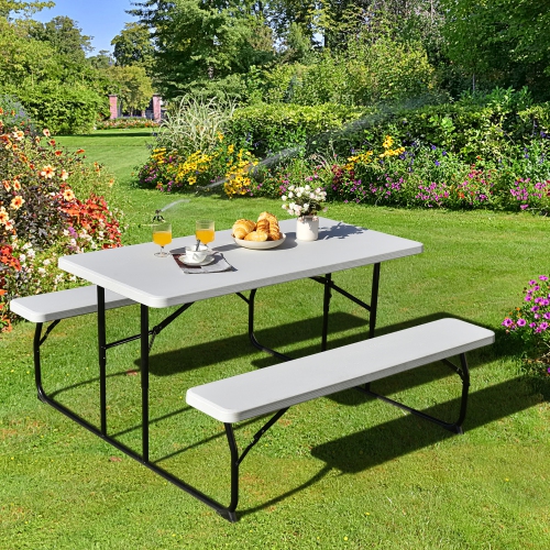 Costway Foldable Picnic Table Bench Set Outdoor Camping for Patio & Backyard