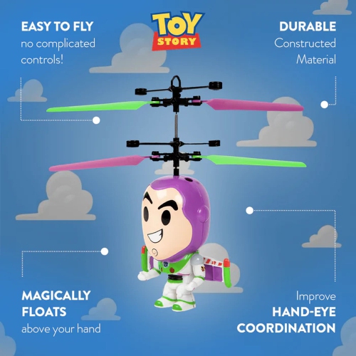 Disney Pixar Licensed Toy Story Buzz Lightyear Big Head Flying IR UFO Motion Sensing Helicopter
