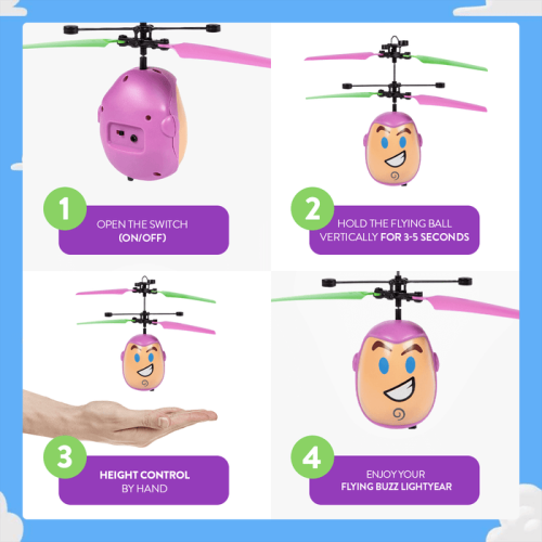 Disney Pixar Licensed Toy Story Buzz Lightyear Flying IR UFO Motion Sensing Helicopter