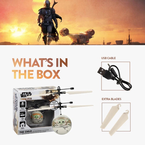 Star Wars The Mandalorian Baby Yoda "The Child" Groku Printed Motion Sensing UFO Ball Helicopter