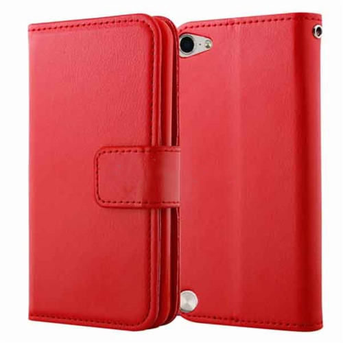 [CS] iPod Touch 5 / 6 / 7 Case, Magnetic Leather Folio Wallet Flip Case Cover with Card Slot, Red