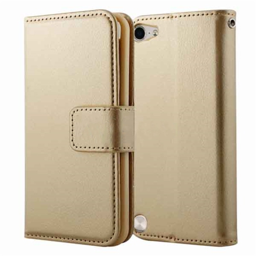 [CS] iPod Touch 5 / 6 / 7 Case, Magnetic Leather Folio Wallet Flip Case Cover with Card Slot, Gold
