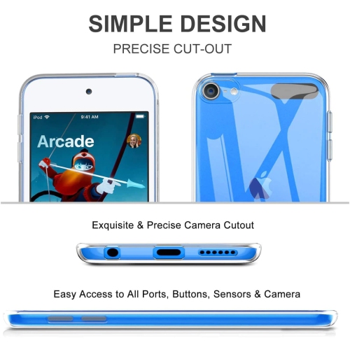 【CSmart】 Etui de protection arrière en gelée de silicone TPU ultra mince et souple pour iPod Touch 5/6/7, transparent transparent